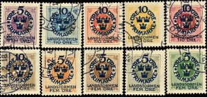 Sweden Scott B1-10 USED ( Cat $77.00 )