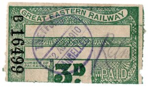 (I.B) Great Eastern Railway : Paid Parcel 3d (Thetford) 