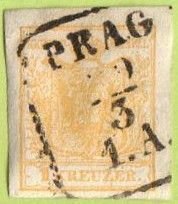 AUT SC #1 1850 Coat of Arms handmade paper (PRAG / 3-??), CV $115.00