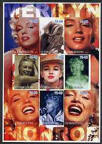 Uzbekistan 2002 Marilyn Monroe #1 imperf sheetlet contain...