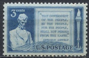 1948 Lincoln Gettysburg Address Single 3c Postage Stamp, Sc#978, MNH, OG