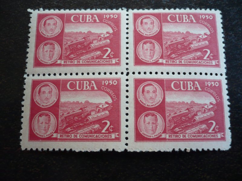 Stamps - Cuba - Scott# 452-454 -Mint Hinged Set of 3 Stamps in Blocks of 4