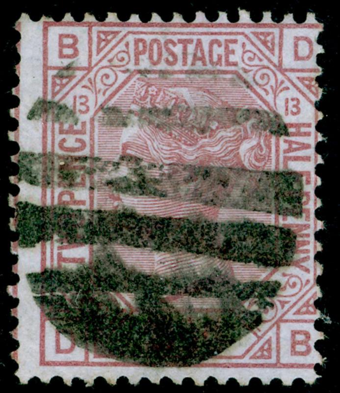 SG141, 2½d rosy mauve PLATE 13, USED. Cat £80. DB