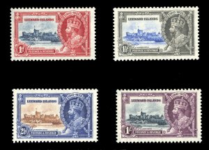 Leeward Islands #96-99 Cat$45, 1935 Silver Jubilee, set of four, never hinged