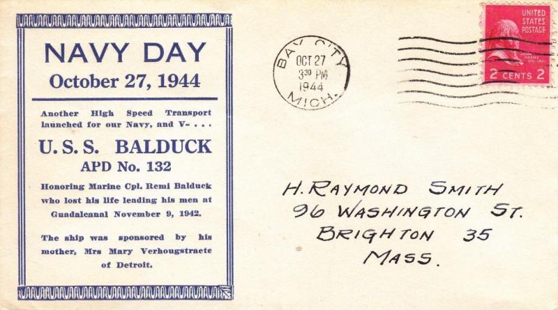 USS Balduck APD-132, 1944, Navy Day (N3760)