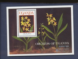 UGANDA - Scott 763a - MNH - S/S - Orchid flowers - Expo'90  - 1990