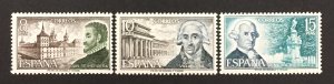 Spain 1973 #1744-6, Architects, MNH(light bends).