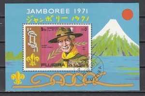 Fujeira, Mi cat. 684, BL54A. Scout Baden Powell s/sheet. Canceled. ^