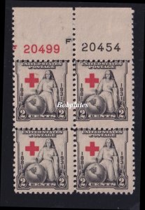 BOBPLATES US #702 Red Cross Top Right Plate Block F20499 F20454 HR