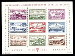 WIPA 1965, International Postage Stamp Exhibition, Sheet of 9 Poster Stamps, NH