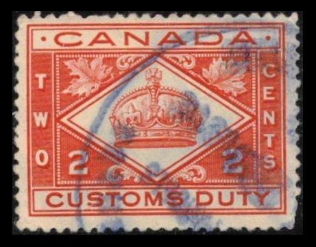 CANADA REVENUE 1914 VINTAGE 2c #FCD2 SCARCE CUSTOMS DUTY TAX VF USED STAMP (V787