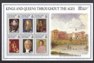 Falkland Is. #761 MNH ss, British Monarchs, issued 2000