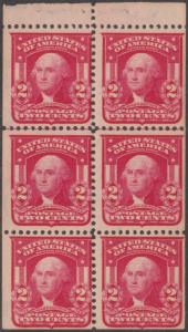 #319g BOOKLET PANE OF 6 OG NH CV $240.00 BN5775