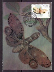 Brazil, Scott cat. 2107 ONLY. Moth issue. Max. card ^