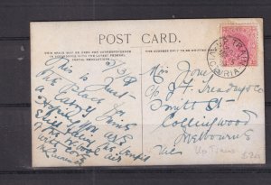VICTORIA, UP TRAIN, MG 13, 1908 ppc. Young Girl to Collingwood.