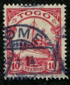 German Offices Togo SC# 22 Kaiser's Yatch 10pf Used 