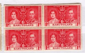 BASUTOLAND; 1937 early GVI Coronation issue Mint hinged BLOCK of 4