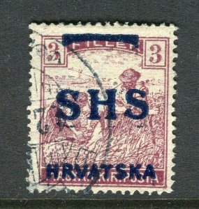 CROATIA; 1918 New Yugoslavia SHS HRVATSKA Optd issue used 3f. value