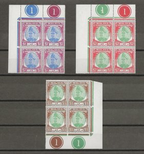 MALAYA/SELANGOR 1949/55 SG 90/110 MNH Blocks Cat £440