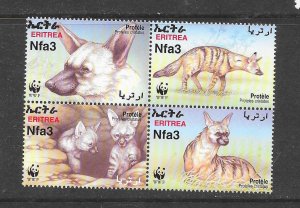 ERITREA #350 WWF  (BLOCK) AARDWOLF MNH