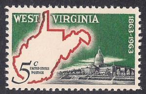 1232 5 cent West Virginia Statehood mint OG NH EGRADED VF 84