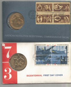 American Revolution Bicentennial  FDC 1972 and 1973
