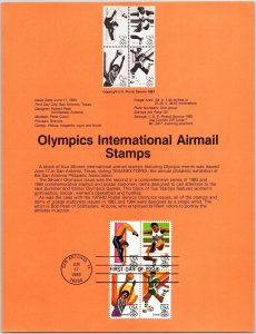 USPS SOUVENIR PAGE OLYMPICS INTERNATIONAL AIRMAIL STAMPS 1983