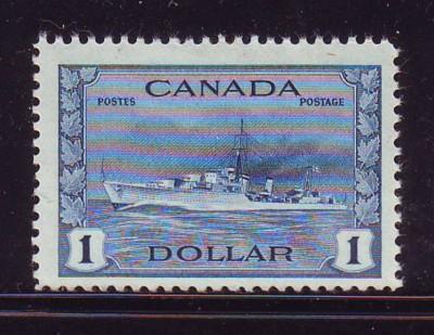 Canada Sc 262 1942 $1 destroyer stamp mint NH