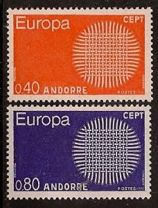 Andorre  (French) Andorra Scott 196-197 MNH** Europa 1970 CEPT