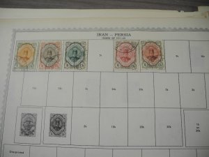 PERSIA, old time assortment of Stamps hinged on remainder/overlapping pages