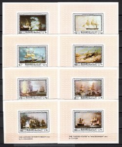 Manama, Mi cat. 673-680 C. Sailing Ships Paintings. Deluxe s/sheets.