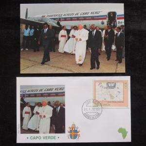 ZS-S433 CAPE VERDE IND - John Paul II, Visit To Africa, W/Photo, 1990 Cover