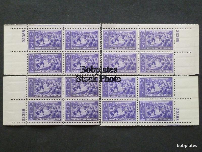 BOBPLATES US #855 Baseball Matched Set Plate Blocks 22388 F-VF NH/LH SCV=$30+