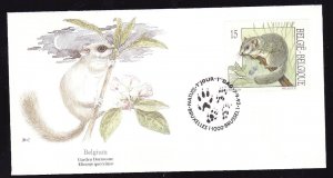 Flora & Fauna of the World #131c-stamp on FDC-Animals-Garden Dormouse-Belgium-si