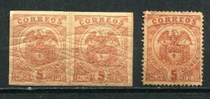 Colombia 1899 Imperf Pair + Perf. Sc 163 var  MH  7591