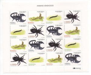Guinea-Bissau 1997 poisonous animals 16 stamps Mi. 1252 - 1255 MNH ** Scarce !