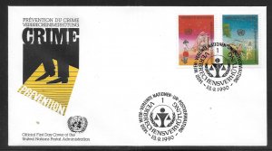 UN Vienna 106-107 Crime Prevention FDC Geneva Cachet