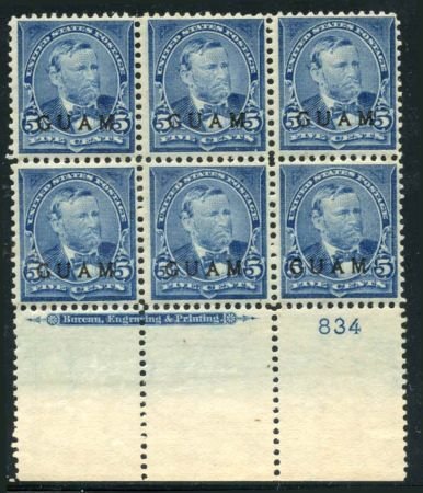 US Back Of Book - Guam 5 VF NH Plate Block of 6 - Exceptional Quality + Fresh...