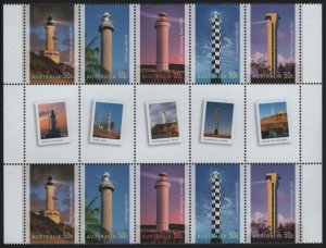 Australia 2006 MNH Sc 2512a 50c Lighthouses Strip of 5 Gutter block