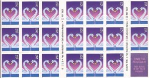 US Stamp 1996 32c Love Swans 20 Stamp Booklet #3123a