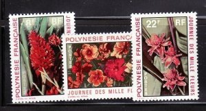 French Polynesia Sc 264-6 NH FLOWERS - 1971