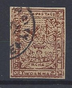 India Feudatory States Orchha (#4) and Tranancore (o9a and o57 thru o60, Pairs)