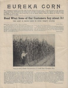 1911 - Giant Eureka Corn Advertising - Ephemera 1152