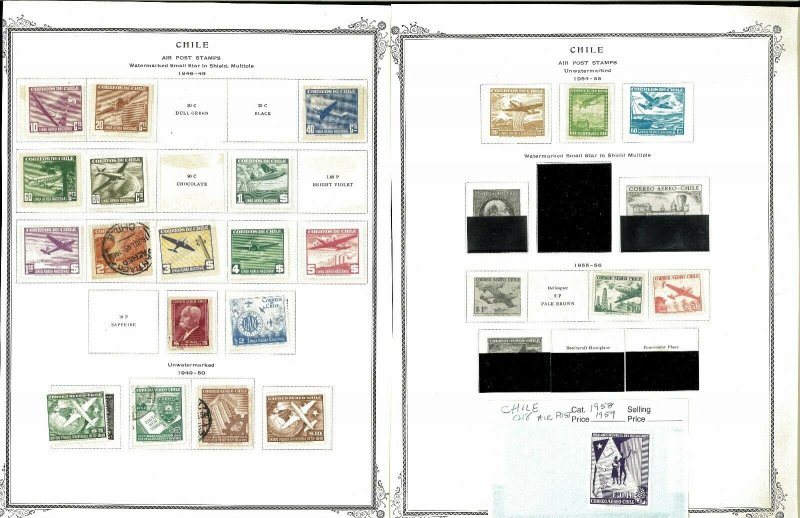 Chile 1939-1972 M & U Hinged & in Mounts on a Mix of Remaindered Pages.