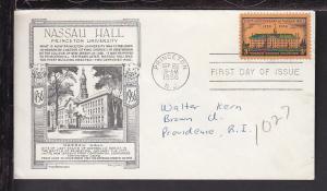 US 1083 Nassau Hall 1956 Aristocrats Pen FDC 