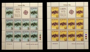 MALTA Sc 450-3 NH MINISHEETS OF 1972 - EUROPA - (DL24)