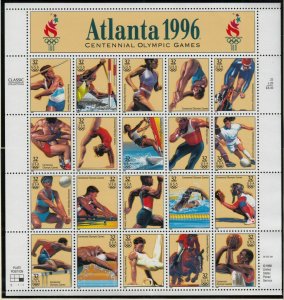 1996 Atlanta Olympic Games Sc 3068 mint 32c sheet of 20 different sports