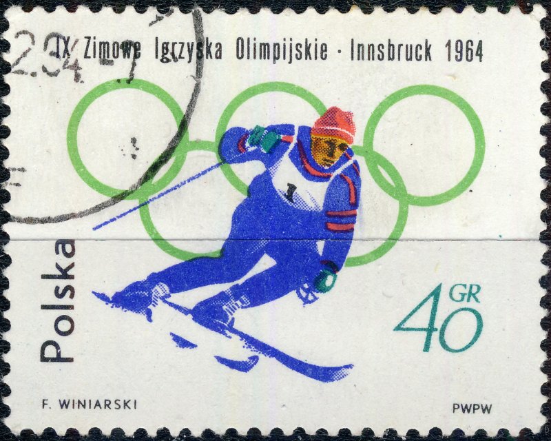 POLAND / POLEN - 1964 Mi.1459A 45gr Winter Olympics (Downhill) - VF Used (a)