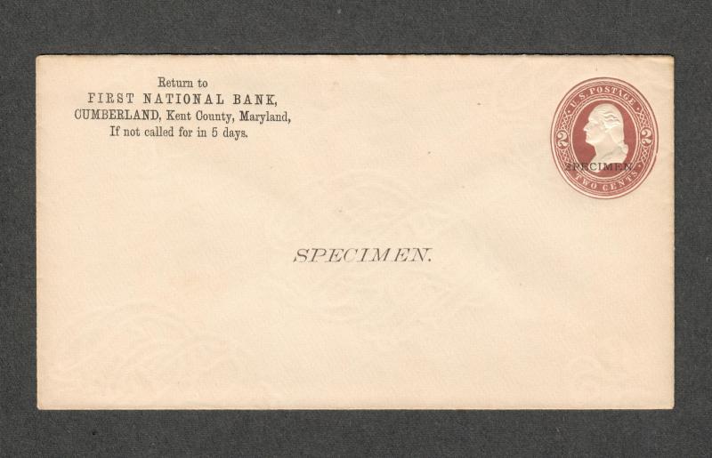 US Sc#u277 Specimen Entire Postal Stationery Cover