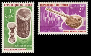 CHAD Sc 116-17 VF/MNH - 1965 1f & 2f - Musical Instruments From National Museum